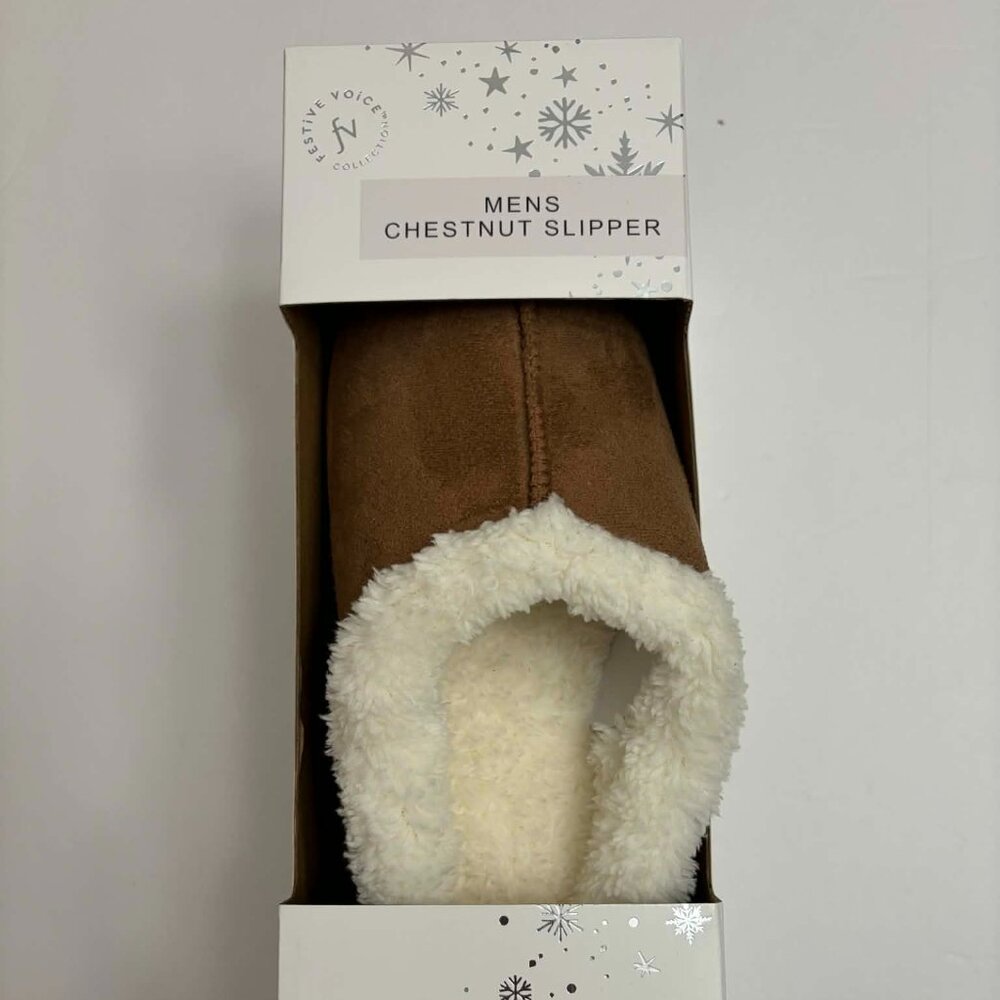 Festive Voice Men's Chestnut Slippers, M 7-8